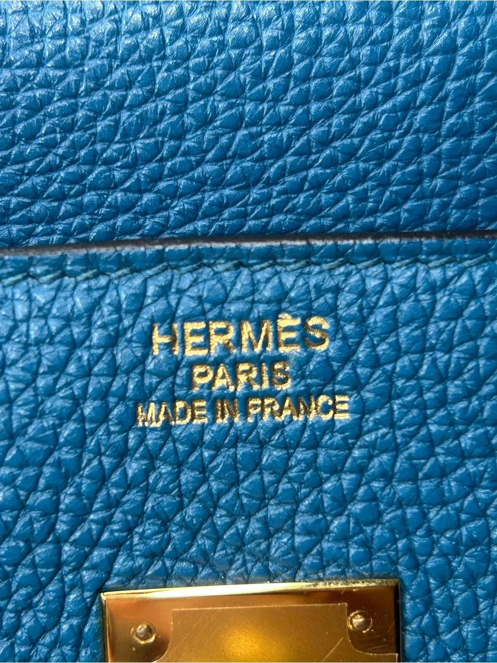 HERMES Birkin 35 Bleu Izmir Togo Leather Gold Hardware Handbag